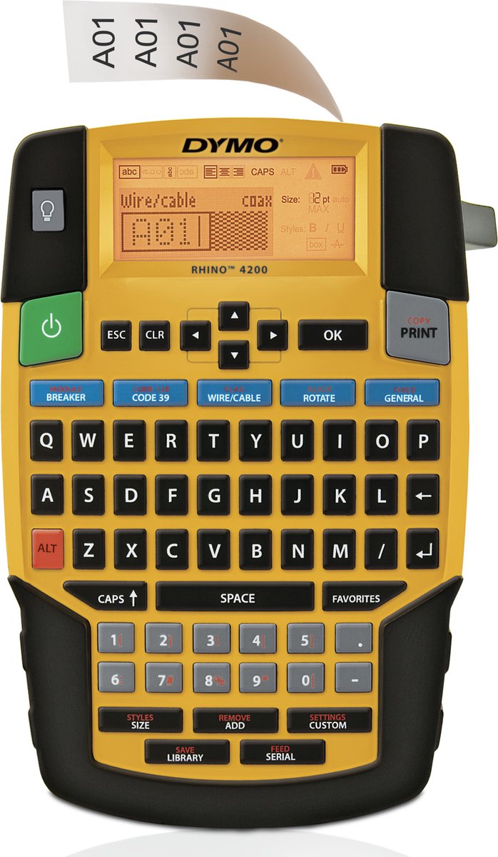 Étiqueteuse industrielle portable Dymo rhino 4200 | clavier qwerty | imprimante d'étiquettes compacte et rapide pour les professionnels qui voyagent beaucoup