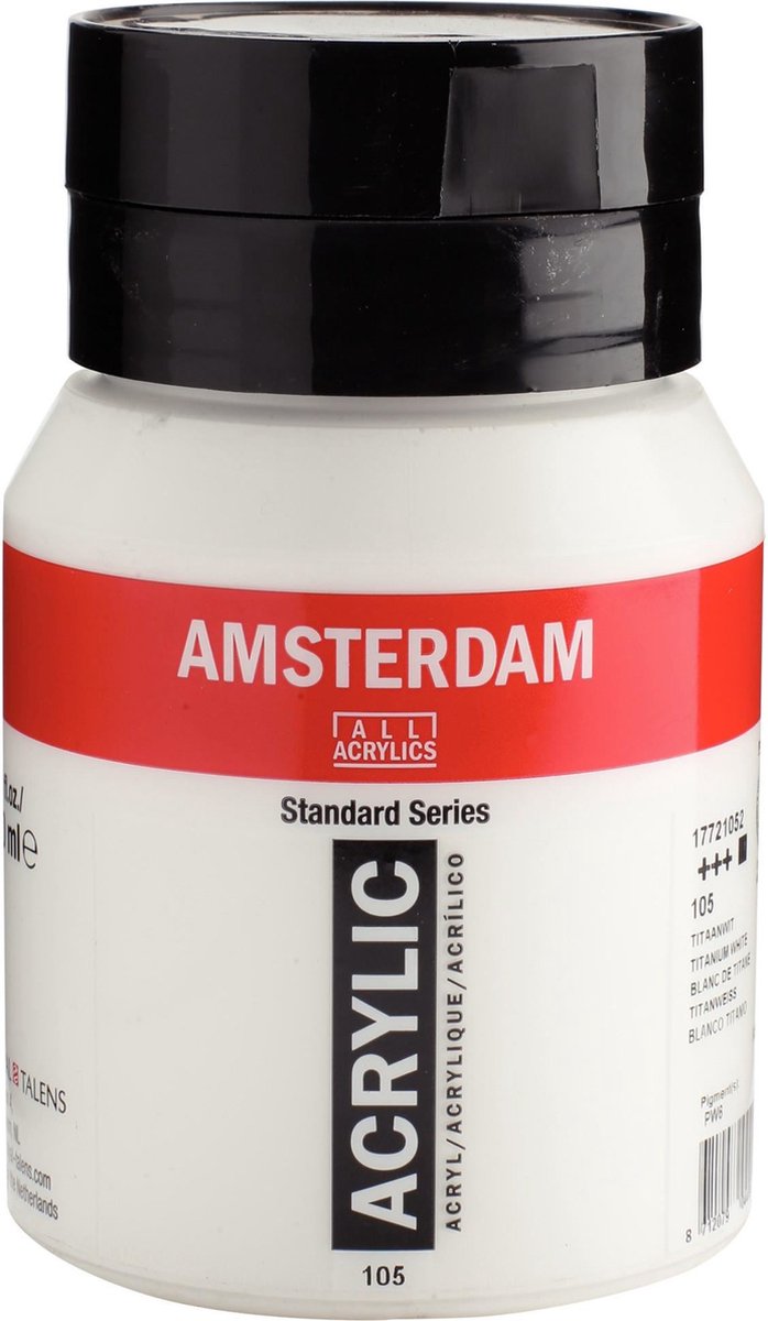 Pot de peinture acrylique série standard Amsterdam 500 ml blanc titane 105