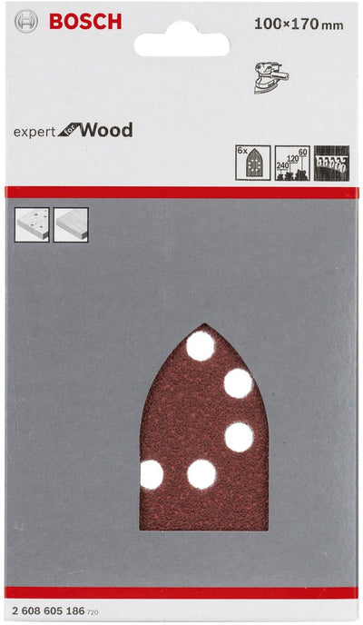 Bosch - Jeu de 6 feuilles abrasives 100 x 170 mm, 60 ; 120 ; 240