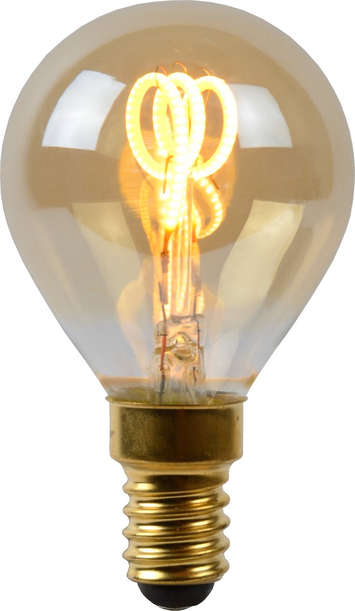 Lucide p45 - lampe à filament - ø 4,5 cm - LED dimmable - E14 - 1x3W 2200K - ambre