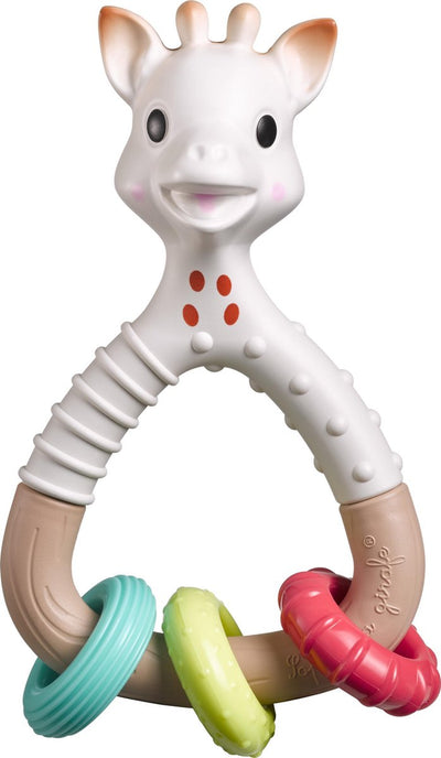 Hochet so'pure natur'rings Sophie la girafe - jouet bébé - cadeau maternité - cadeau baby shower - 100% biomatériaux - dès 3 mois - 14,5x8x5 cm - multicolore