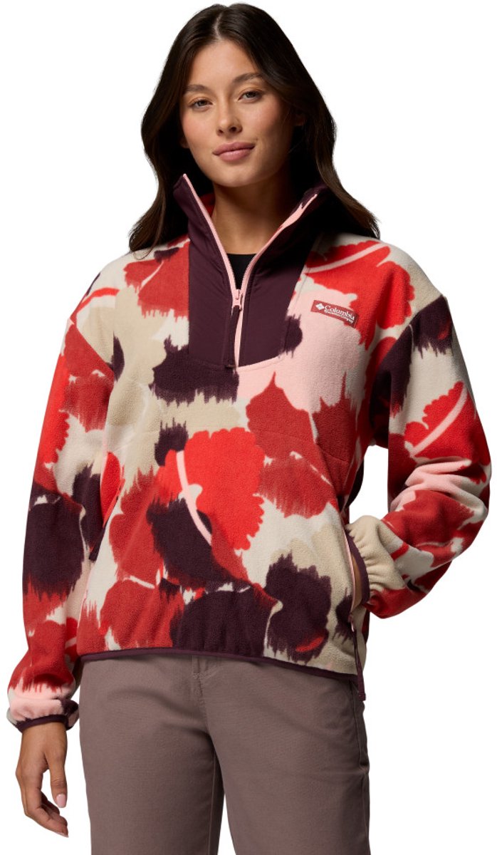 Pull outdoor femme imprimé semi-zippé Columbia sequoia grove™ - rouge délavé, ikatbloom