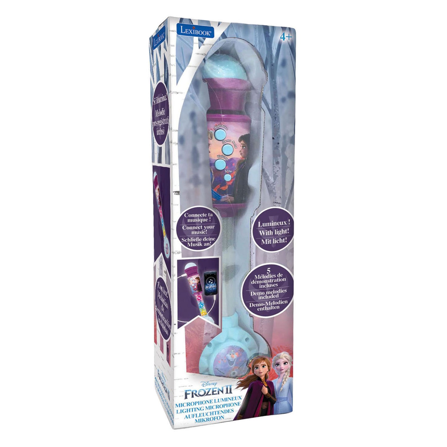 Microphone karaoké Disney La Reine des Neiges avec lumière et haut-parleur