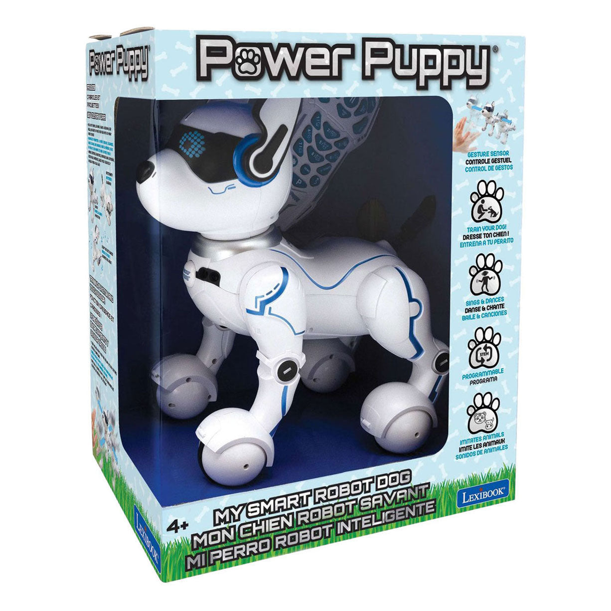 Lexibook Current Puppy – Mon chien robot intelligent avec fonction de programmation, danse, marche, mouvements, capteurs tactiles et imitation d'animaux, incl. télécommande