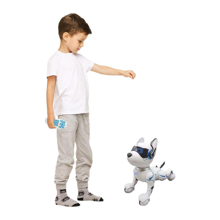 Lexibook Current Puppy – Mon chien robot intelligent avec fonction de programmation, danse, marche, mouvements, capteurs tactiles et imitation d'animaux, incl. télécommande
