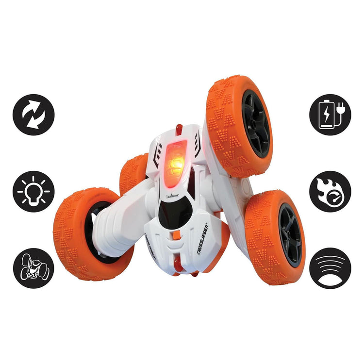 Lexibook crosslander® - voiture de cascade radiocommandée rechargeable et programmable avec éclairage et commande au poignet