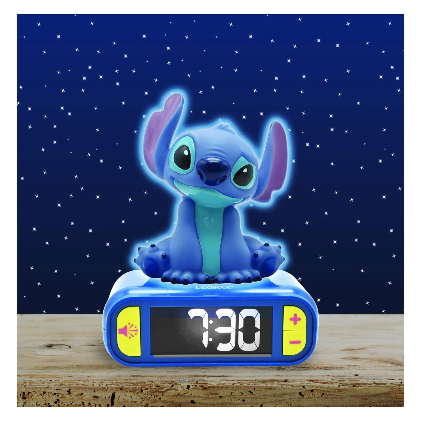 Radio d'alarme Stitch 3D avec effet léger et sonore.