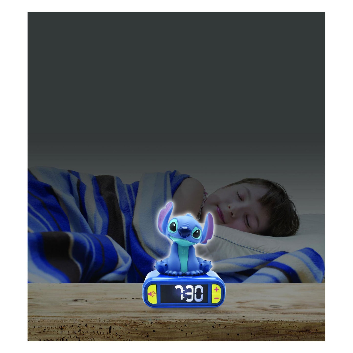 Radio d'alarme Stitch 3D avec effet léger et sonore.