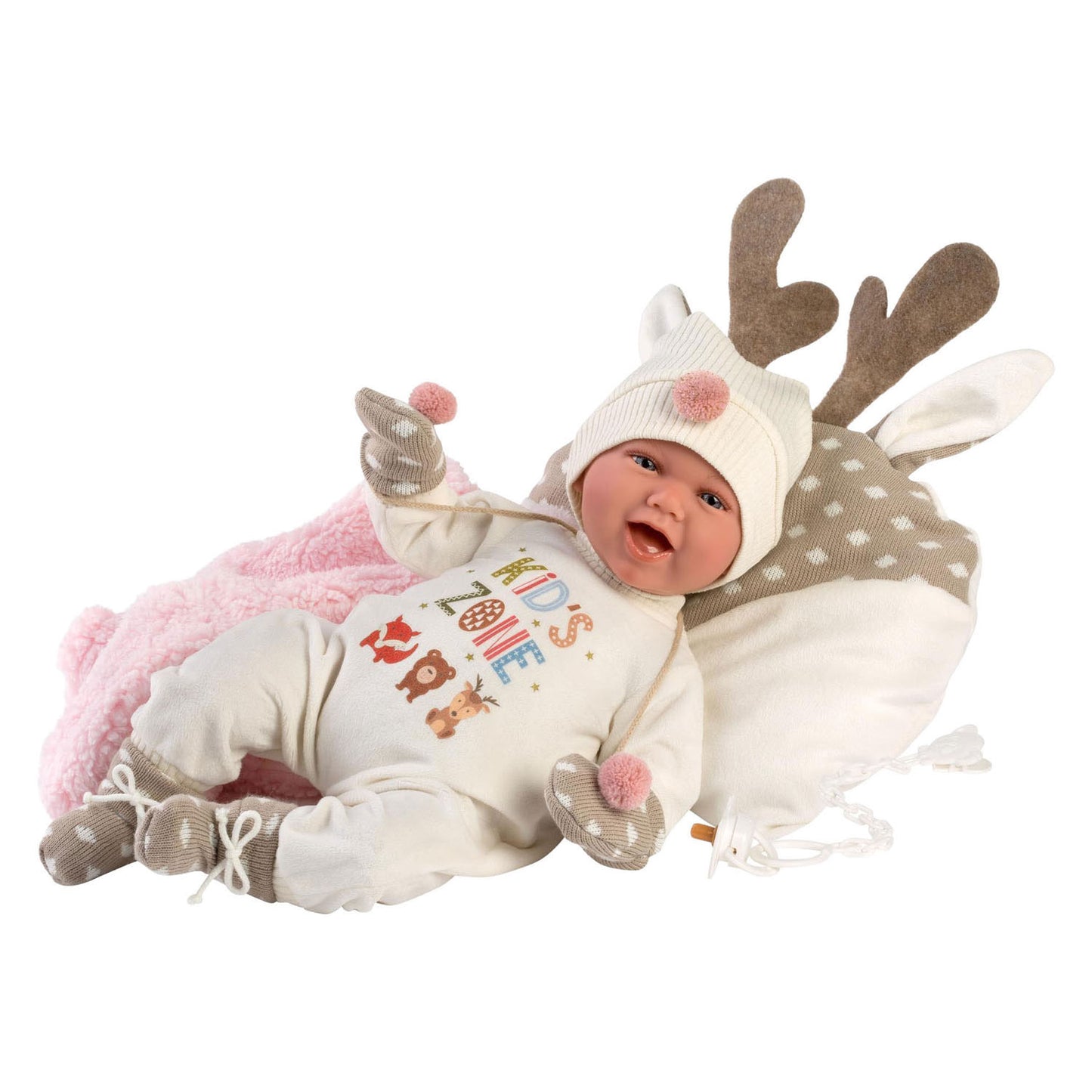 Poupée bébé corps souple Imp mimi joyeuse avec son - 42 cm