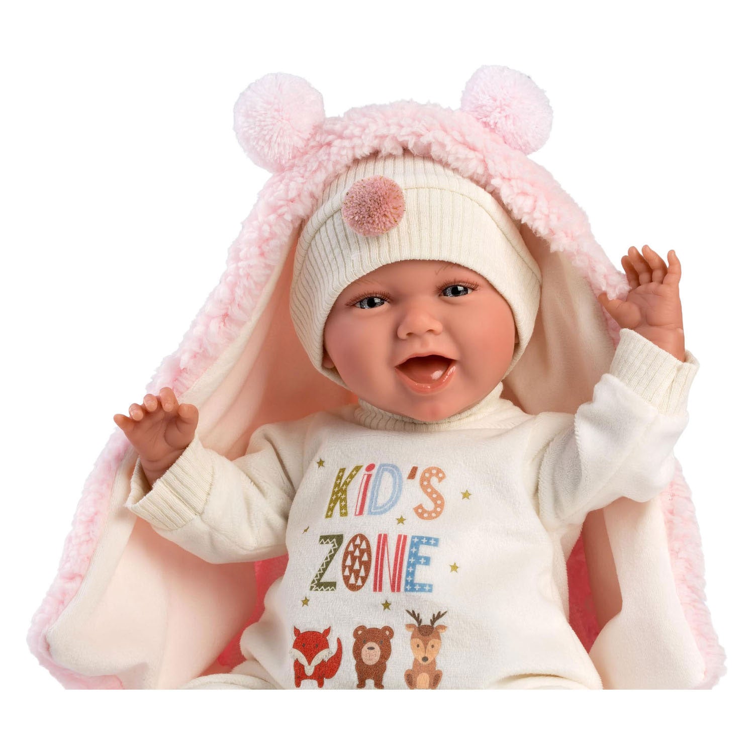Poupée bébé corps souple Imp mimi joyeuse avec son - 42 cm