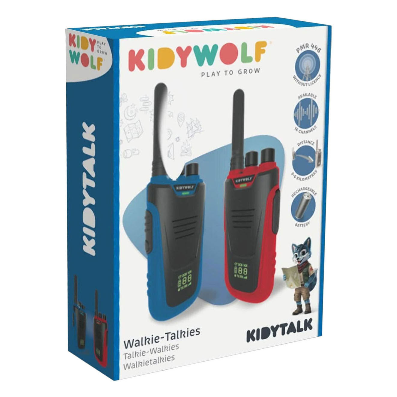 Kidywolf kidytalk talkies-walkies bleu rouge