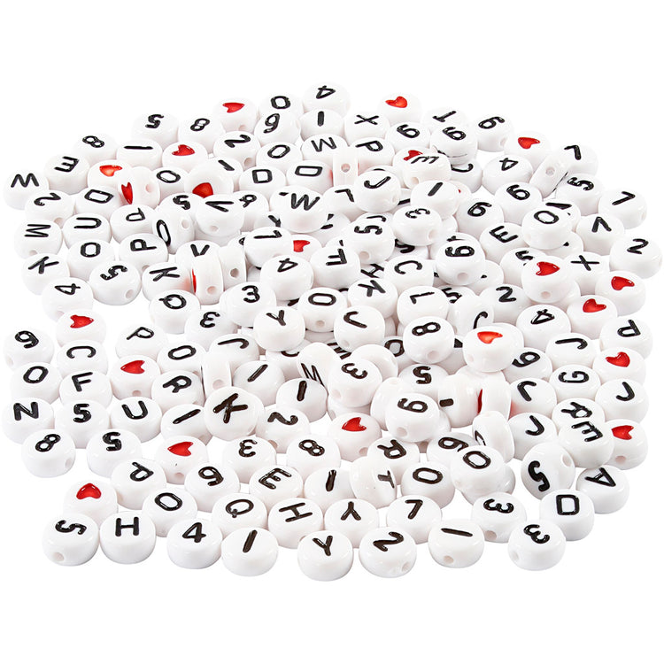 Perles lettres Creativ Company, taille 7 mm, diamètre du trou 1,2 mm, env. 1500 pièces, blanc, 200 g 1 boîte