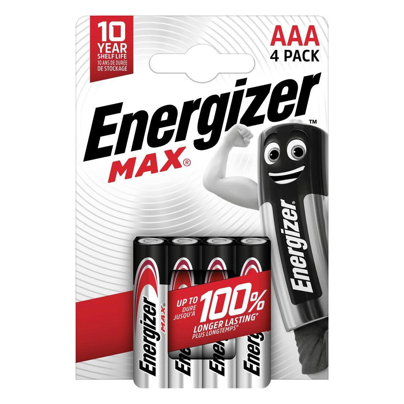 Piles alcalines Energizer max aaa 4 pièces.