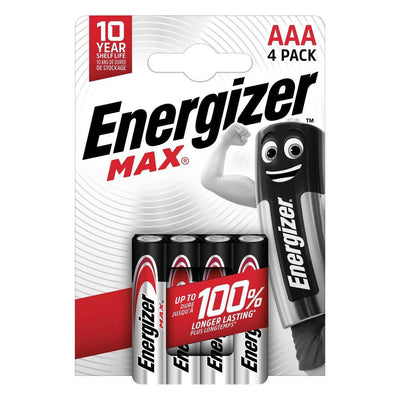 Piles alcalines Energizer max aaa 4 pièces.