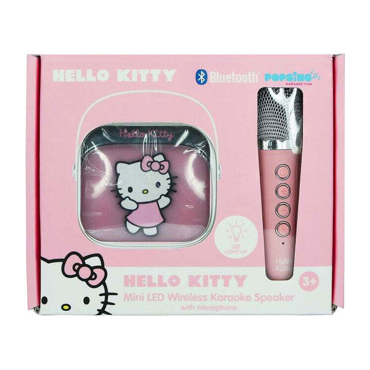 OTL technologies hello kitty - kit karaoké pour enfants - microphone et haut-parleur sans fil - avec effets de lumière - distorsion de la voix