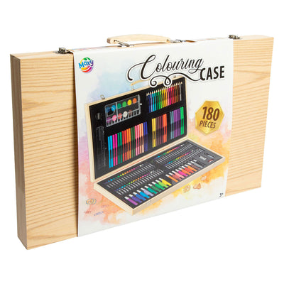 Boîte à dessin Grafix pour enfants 180 pièces - étui à colorier - dessin en couleur - convient aux enfants et aux adultes - comprenant des marqueurs, des crayons de couleur, de la peinture et plus encore