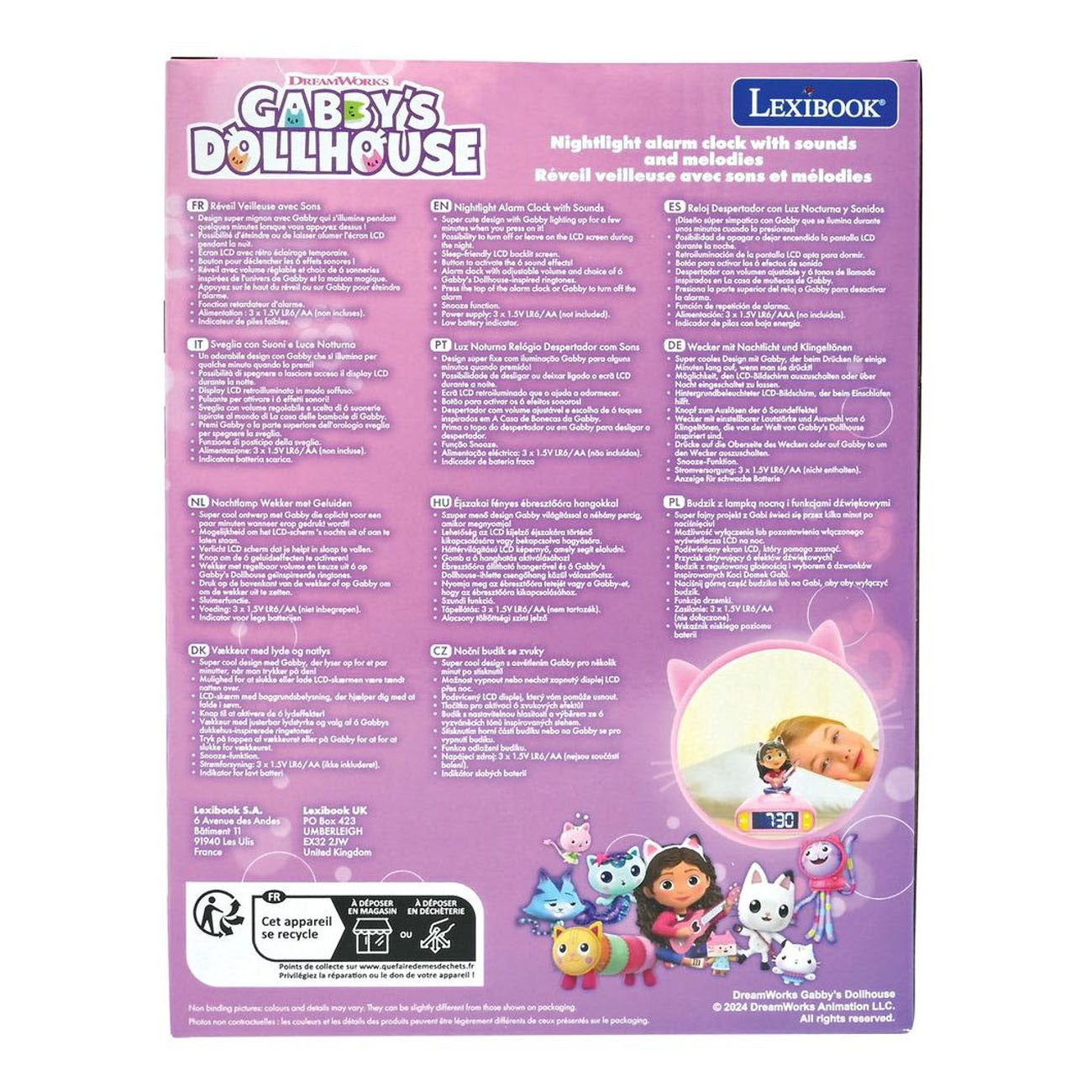 Lexibook Gabby's Dollhouse Veilleuse Réveil avec Sons