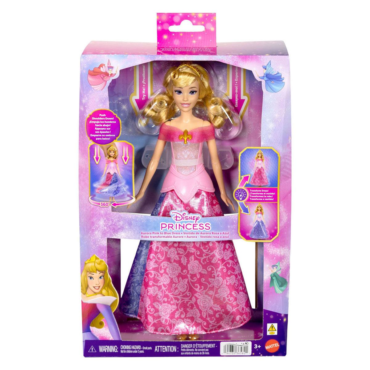 La robe rose de la princesse Aurora de Mattel Disney devient une poupée mannequin bleue