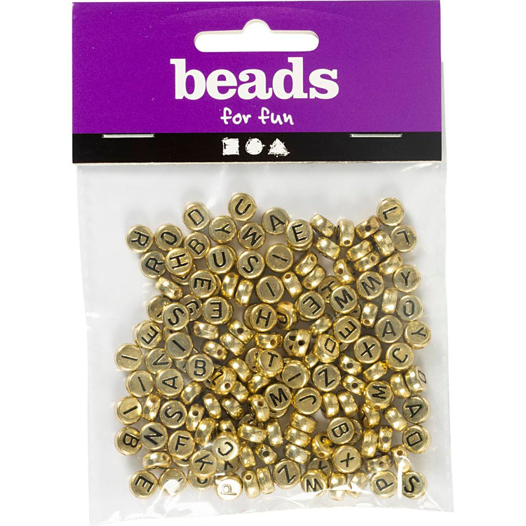 Perles lettres Creativ Company, d 7 mm, diamètre du trou 1,2 mm, env. 200 pièces, or, 21 g 1 boîte