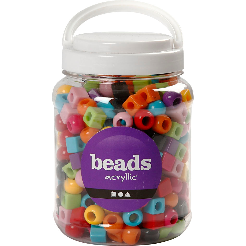Perles en plastique Creativ Company, taille 11 mm, diamètre du trou 7 mm, env. 330 pièces, différentes couleurs, 420 g, 700 ml 1 boîte