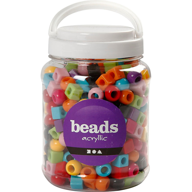 Perles en plastique Creativ Company, taille 11 mm, diamètre du trou 7 mm, env. 330 pièces, différentes couleurs, 420 g, 700 ml 1 boîte