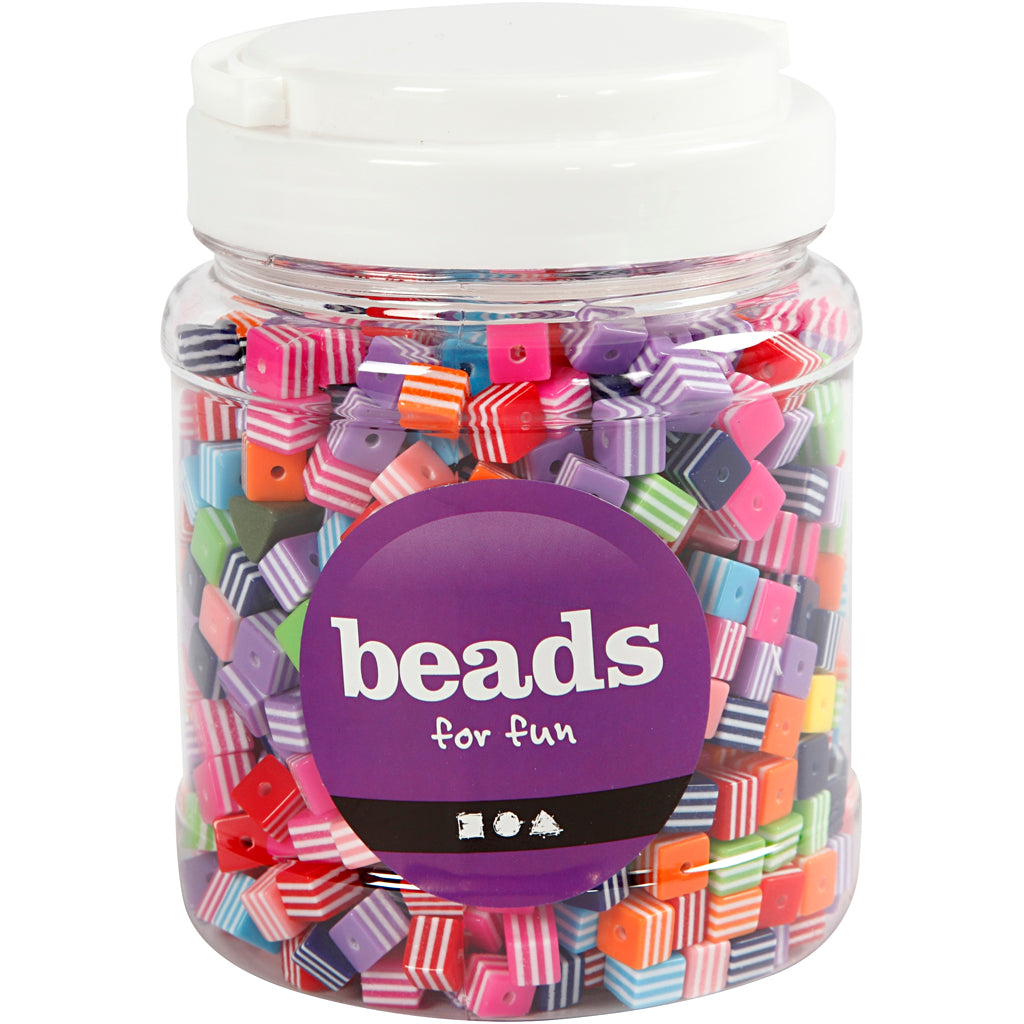 Creativ company multi mix, taille 8x8 mm, diamètre du trou 2,5 mm, env. 950 pièces, 500 g, 700 ml 1 boîte