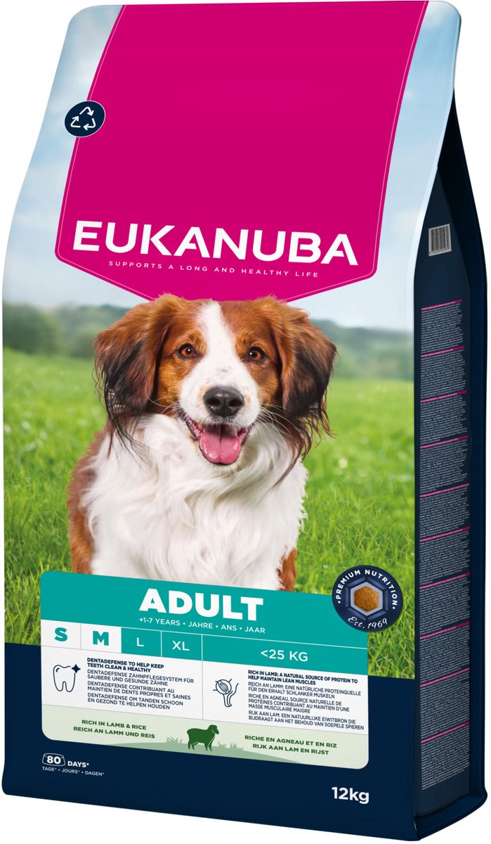 Eukanuba adulte petit riz d'agneau moyen large - nourriture pour chien - 12 kg