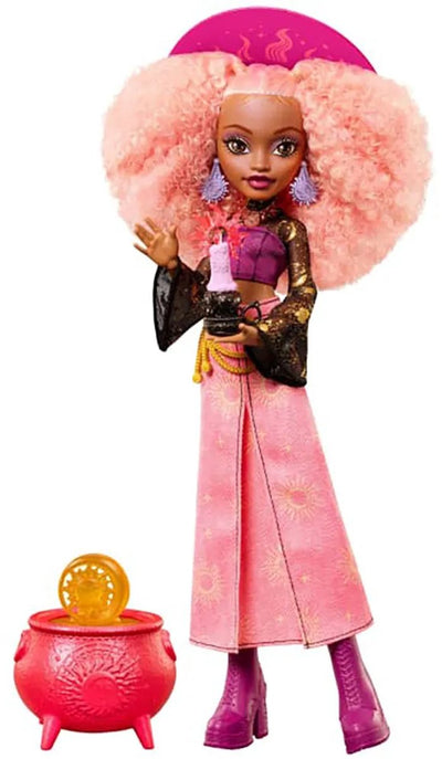 Mattel moonspell magie de monster high - poupée de mode rae lumina - sorcière du soleil avec accessoires
