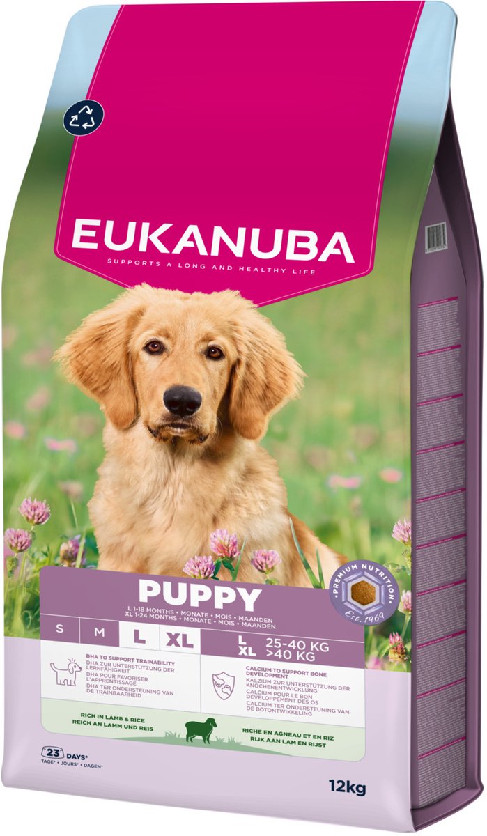 Eukanuba chiot grand riz d'agneau large - nourriture pour chien - 12 kg