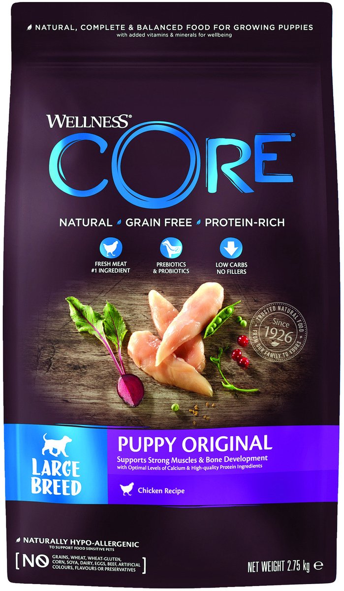 Poulet pour chiot de grande race sans céréales Wellness Core - nourriture pour chien - 2,75 kg