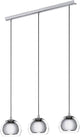 Eglo rocamar - suspension - e27 - 3 lumières - longueur 78 cm - verre - gris argent