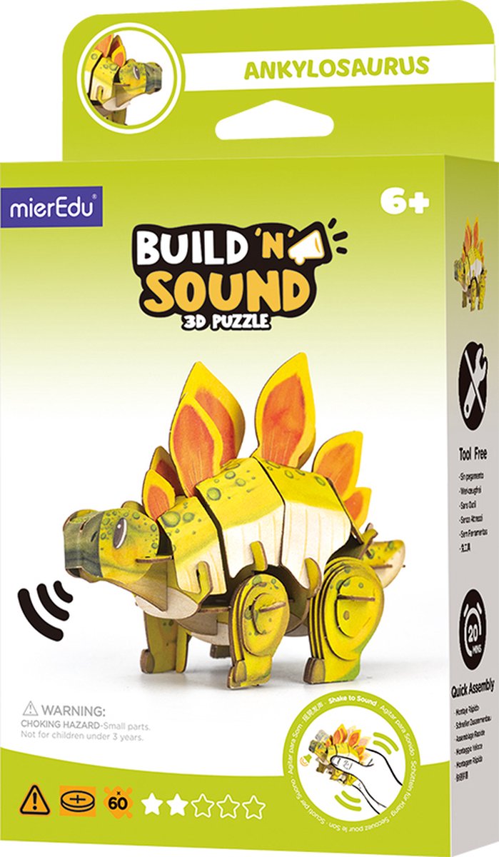 Puzzle 3D Mieredu - stégosaure - avec son - 12,59x5,8x8,39cm - 6 ans