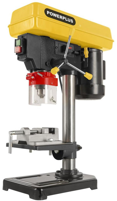 Perceuse à colonne Powerplus powx156 - perceuse à table pour percer le bois et l'acier jusqu'à 50 mm - 9 vitesses avec puissance 500 W - table 164 x 162 mm inclinable jusqu'à 45° et réglable en hauteur