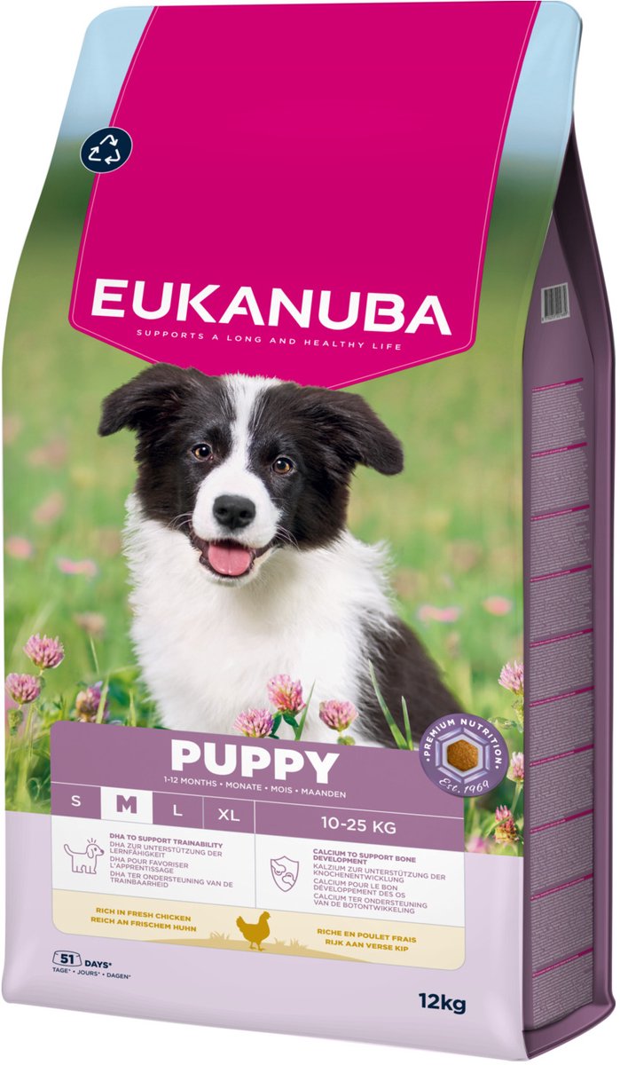 Eukanuba chiot race moyenne poulet - nourriture pour chien - 12 kg