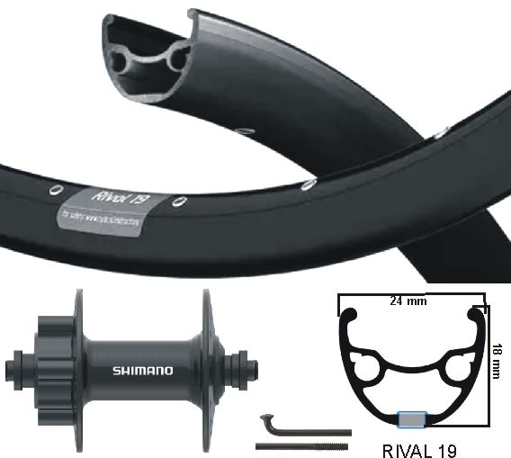 KGS Roue avant 28 pouces (622) Rival 19 noir + spaak Black Disc