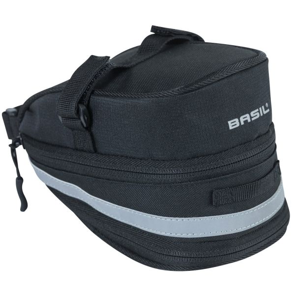 Basil Mada Saddlebag - Compact, noir, 1L, Velcro, accessoire vélo