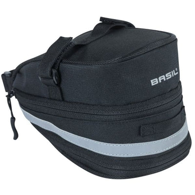 Basil Mada Saddlebag - Compact, noir, 1L, Velcro, accessoire vélo