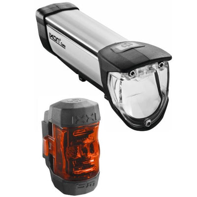 Busch Muller Lighting Set Busch und Müller Ixon Core + Ixxi Light USB RECHARGable 50 Lux Black Silver