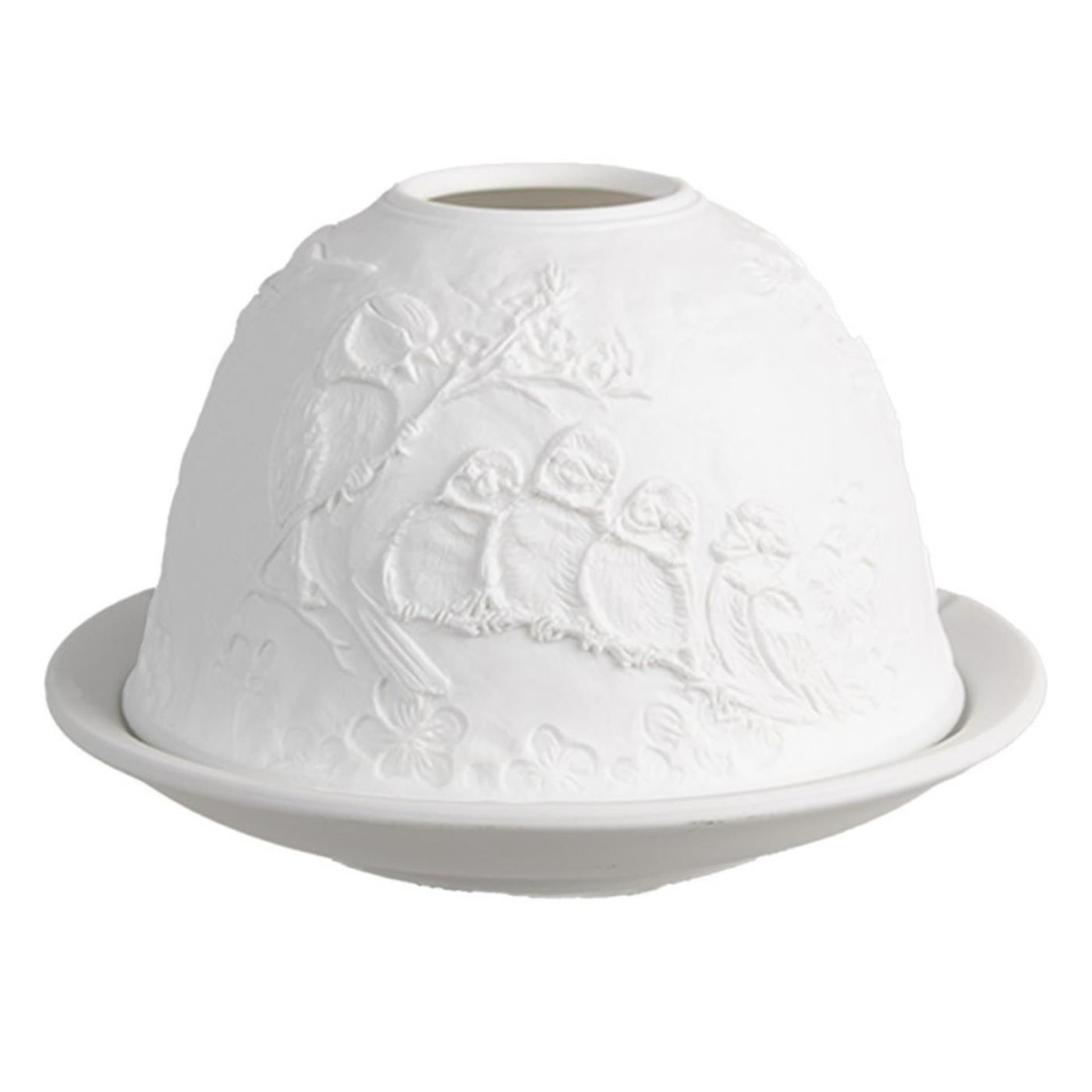 Clayre eef photophore oiseaux porcelaine Ø12x8cm