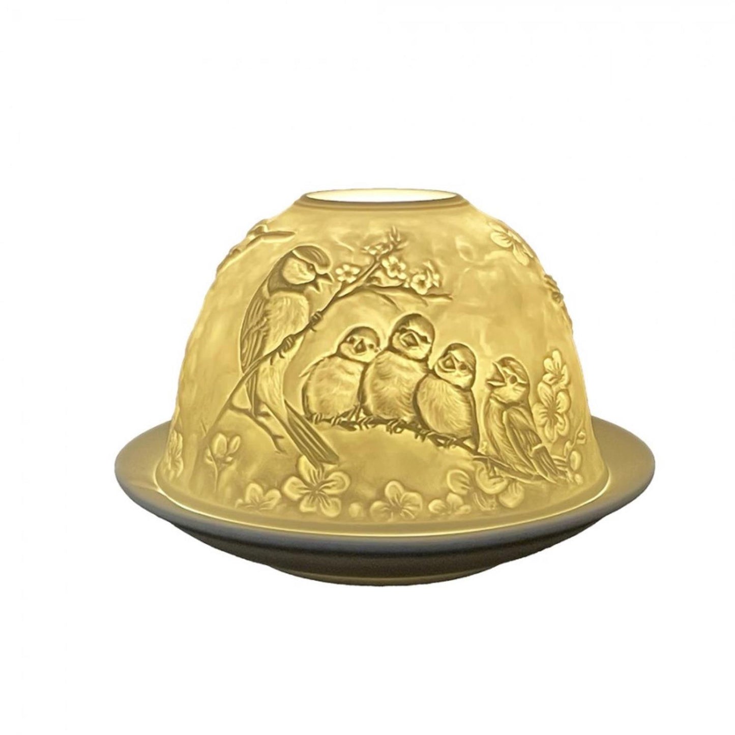 Clayre eef photophore oiseaux porcelaine Ø12x8cm