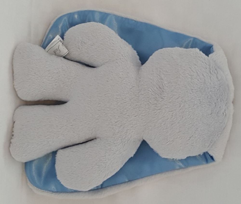 Câlin lapin gris avec oreilles bleues. 26