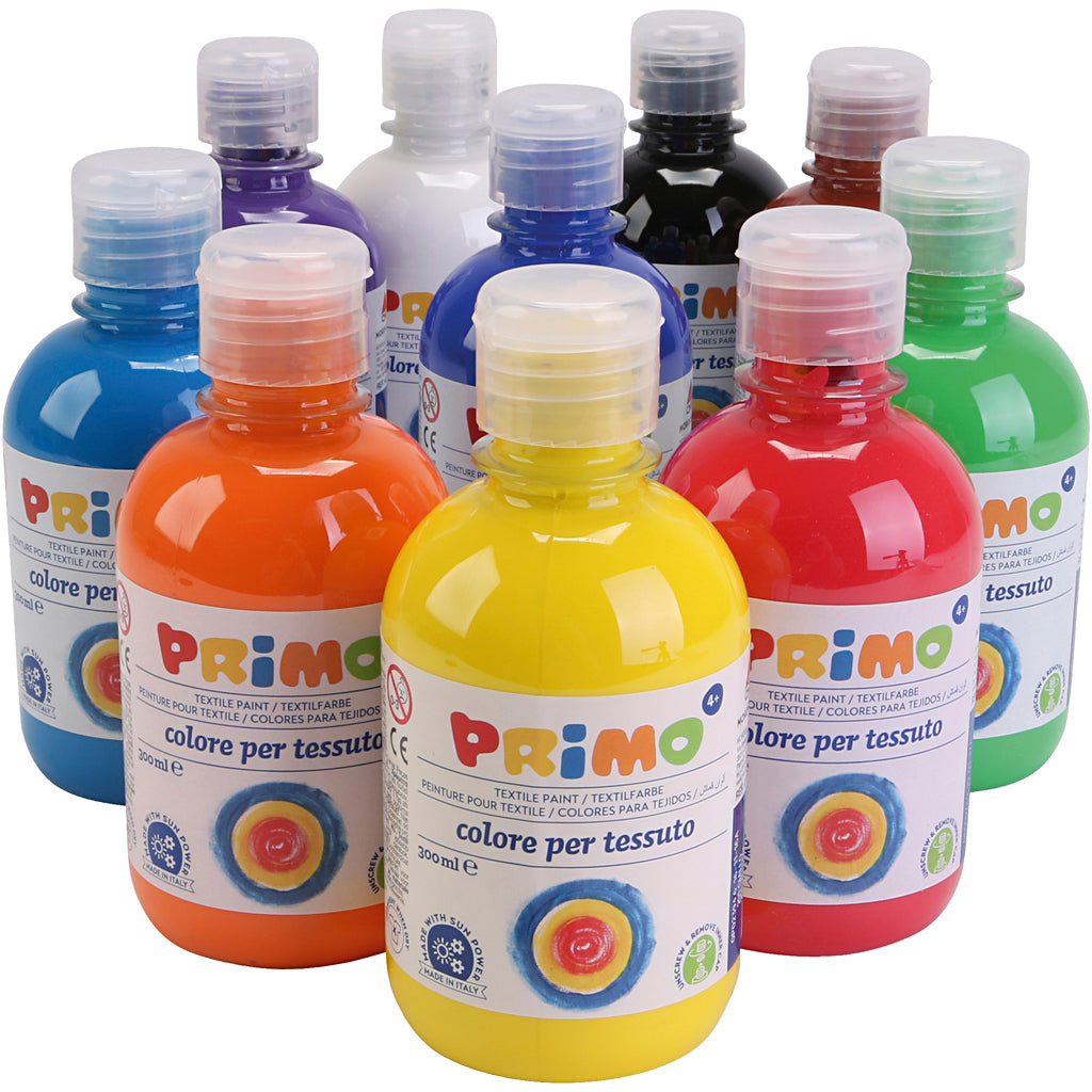 Peinture textile Primo, différentes couleurs, 10x300 ml 1 boîte