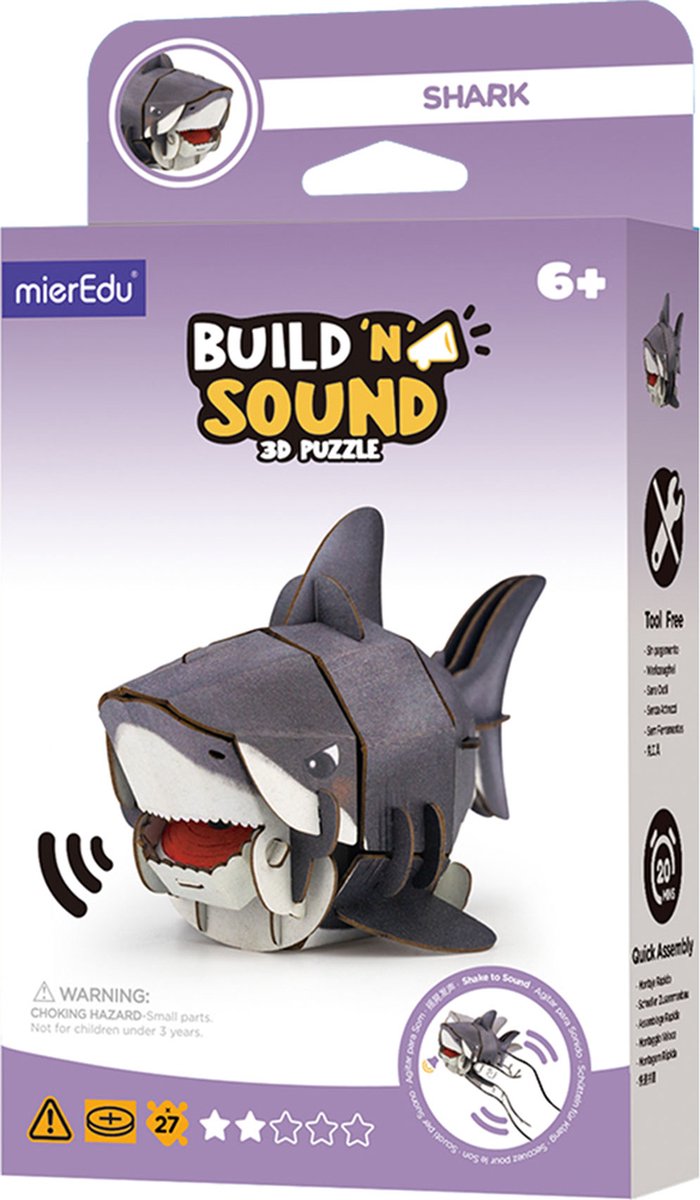 Mieredu Puzzle 3D - requin - avec son - 12,92x6,82x7,62cm - 6 ans