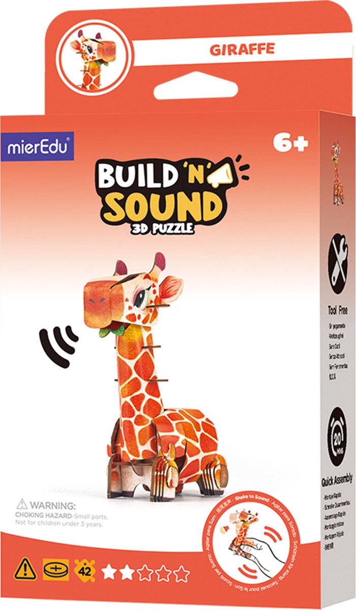 Mieredu Puzzle 3D - girafe - avec son - 9,79x5,36x11,67cm - 6 ans