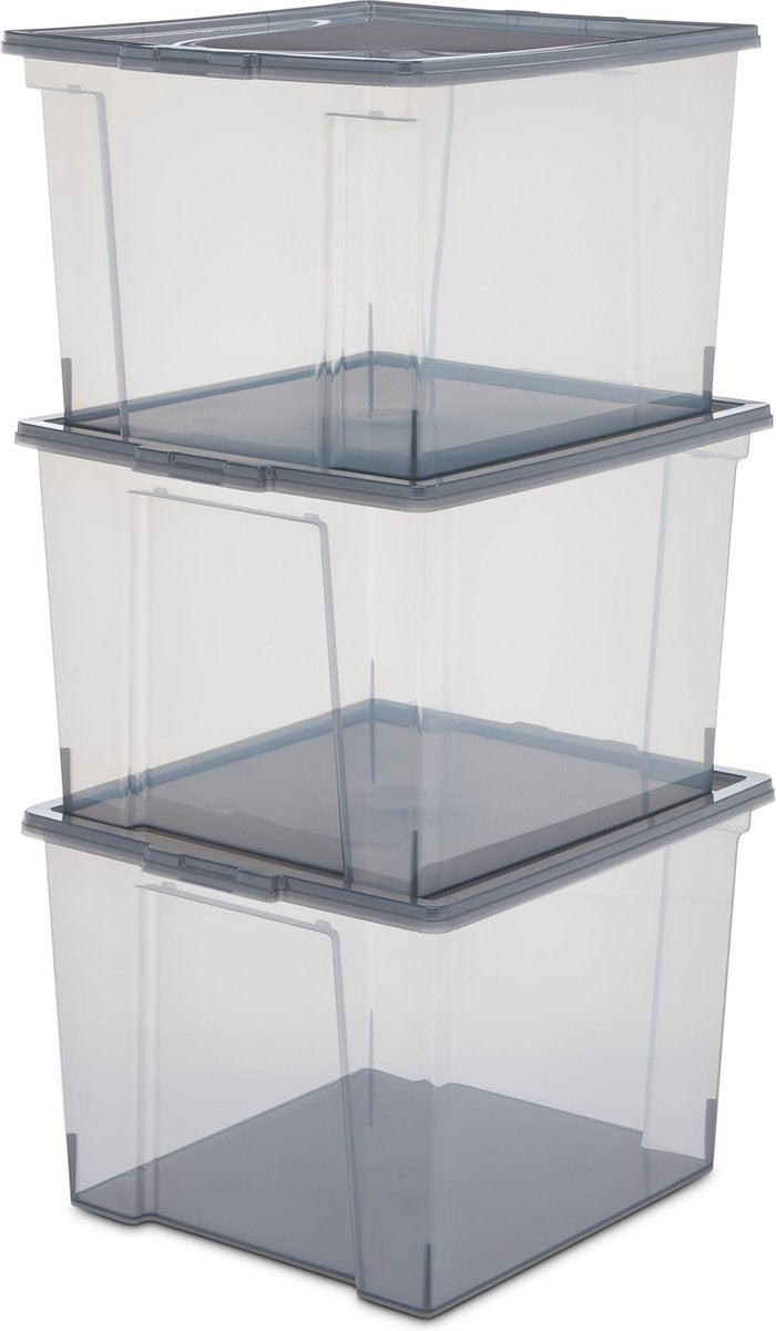 Boîte de rangement Iris utile rangement - 30l - plastique - gris - lot de 3