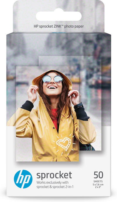 Hp sprocket - papier photo autocollant - 5 x 7,6 cm - 50 feuilles