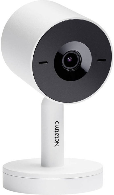 Caméra de sécurité intérieure intelligente Netatmo - caméra de surveillance 2k - reconnaissance faciale - détection de mouvement - vision nocturne - fonctionne avec Google Home Apple Home Kit - sans abonnement - blanc - 1 pièce