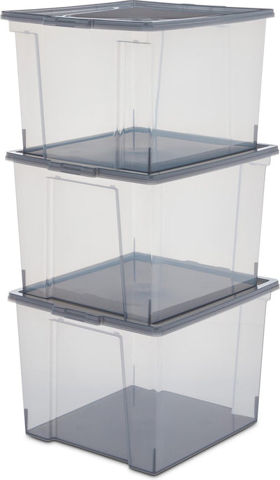 Boîte de rangement Iris utile rangement - 30l - plastique - gris - lot de 3