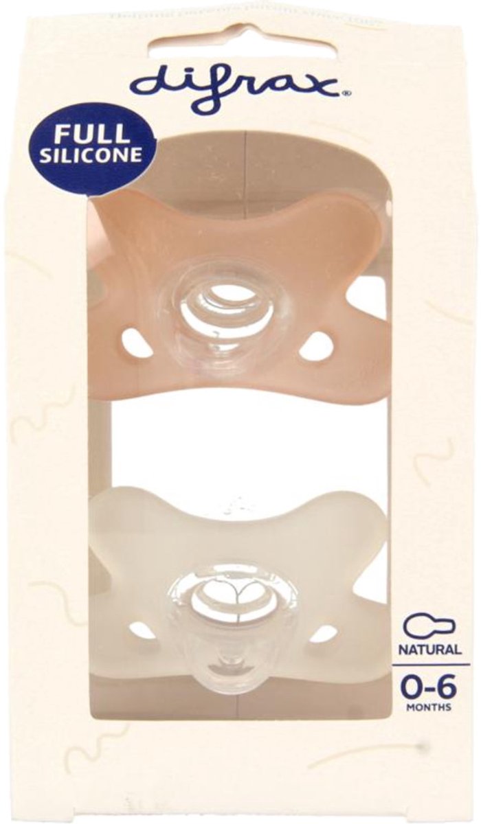 Difrax sucette naturelle 0-6m 2pack assorti