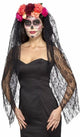 Bandeau Smiffys jour des morts - avec fleurs et voile - Halloween - horreur - diadème